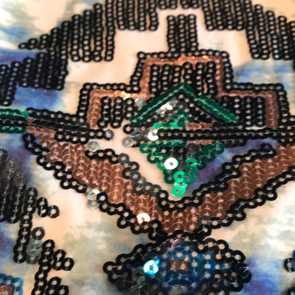 Express Aztec Sequin and Tie Dye Mini Skirt - Picture 8 of 8